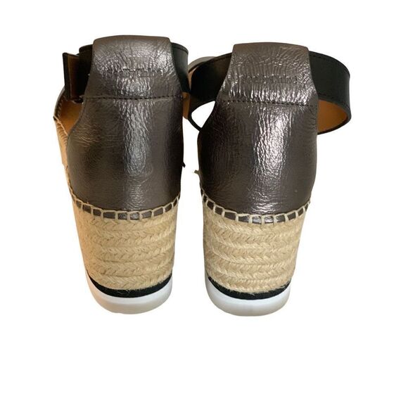 See By Chloe Women's Metallic Glyn Espadrille Wedge Platform Sandals Size 40 - Picture 3 of 5
